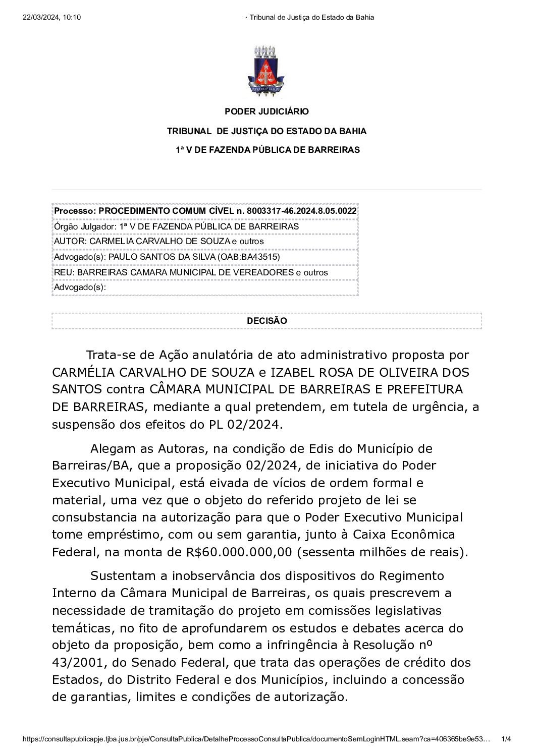 · Tribunal de Justiça do Estado da Bahia 21032024
