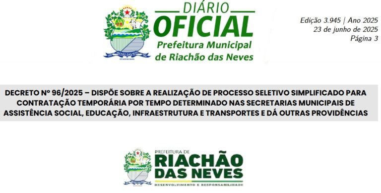 Processo seletivo Riachao das Neves 25062025