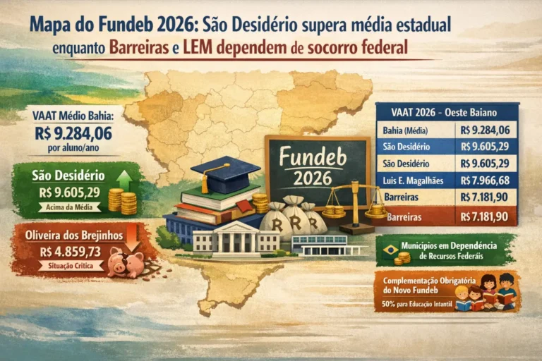Mapa do Fundeb 2026 na Bahia