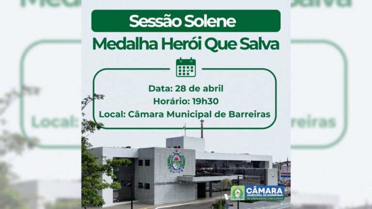 Câmara de Barreiras entrega Medalha Herói Que Salva a profissionais de saúde em 28 de abril