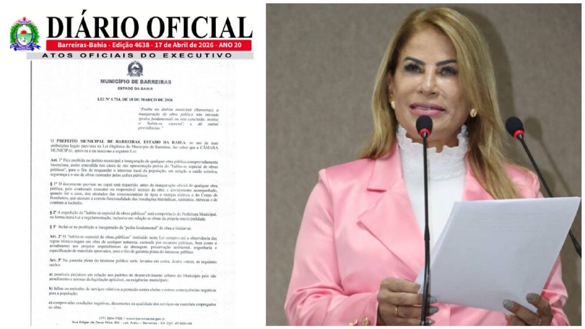 Delmah Pedra comemora sanção de lei que proíbe inauguração de obras inacabadas em Barreiras
