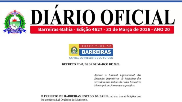 Prefeitura de Barreiras regulamenta emendas impositivas com cota de R$ 953 mil por vereador
