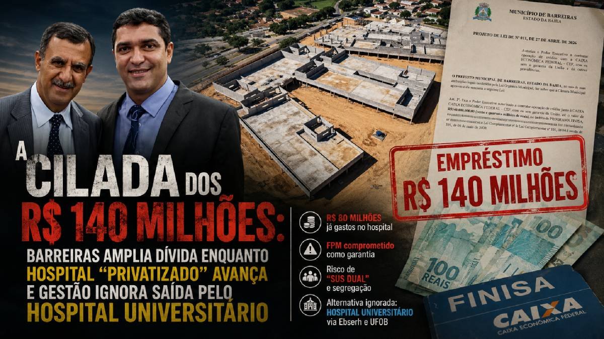 A Cilada dos R$ 140 milhões Barreiras amplia dívida enquanto hospital “privatizado” avança e Otoniel ignora saída pelo Hospital Universitário