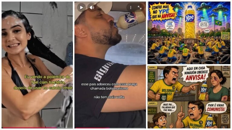 Bolsonaristas bebem e tomam banho com detergente Ypê em protesto contra decisão da Anvisa