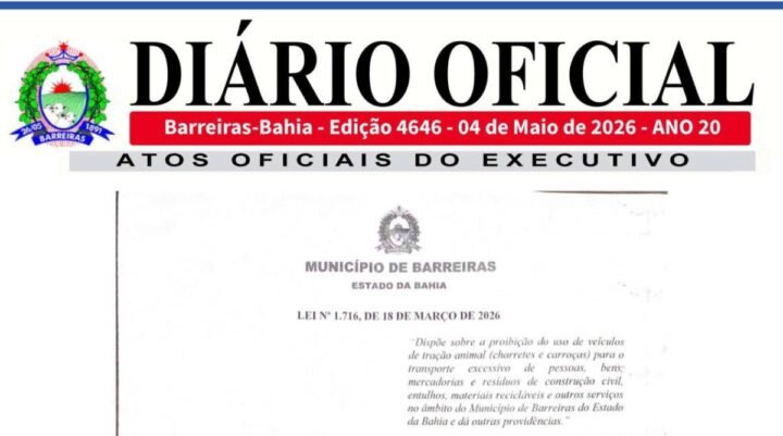 Cabeçalho da Lei 1.716 no Diário Oficial Ed. 4646