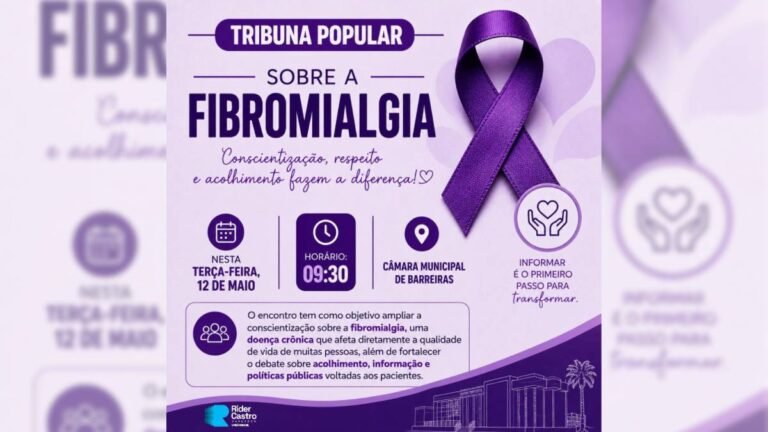 Câmara de Barreiras sedia Tribuna Popular sobre Fibromialgia nesta terça feira (12)