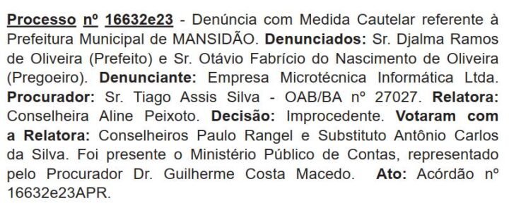 Decisão foi unânime em favor do ex prefeito Djalma Decisão foi unânime em favor do ex prefeito Djalma