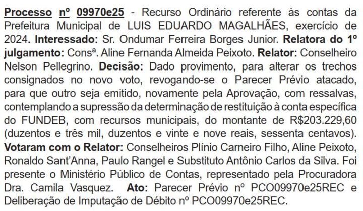 Fonte Tribunal de Contas dos Municípios da Bahia