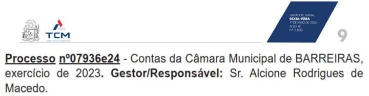 Julgamento da contas de Alcione Rodrigues