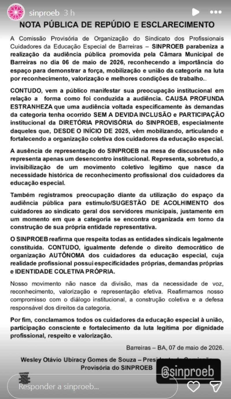 Manifestação SINPROEB 07052026
