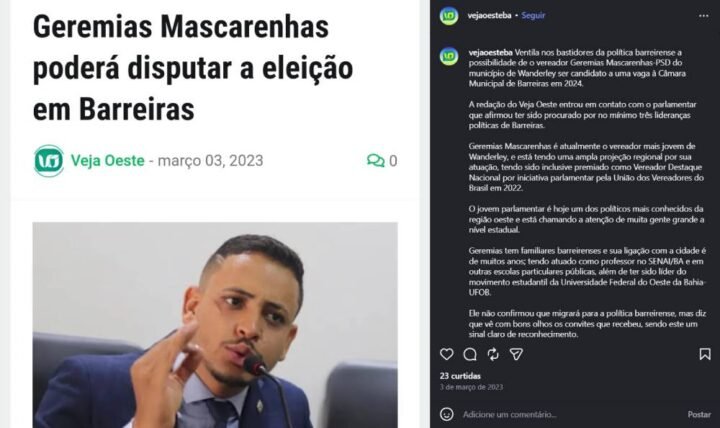 Projeto de poder, admitido por Geremias em posts de 2023