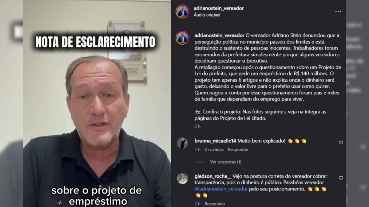 R$ 140 milhões em apenas 6 artigos: Adriano Stein expõe "cheque em branco" e terrorismo político em Barreiras.