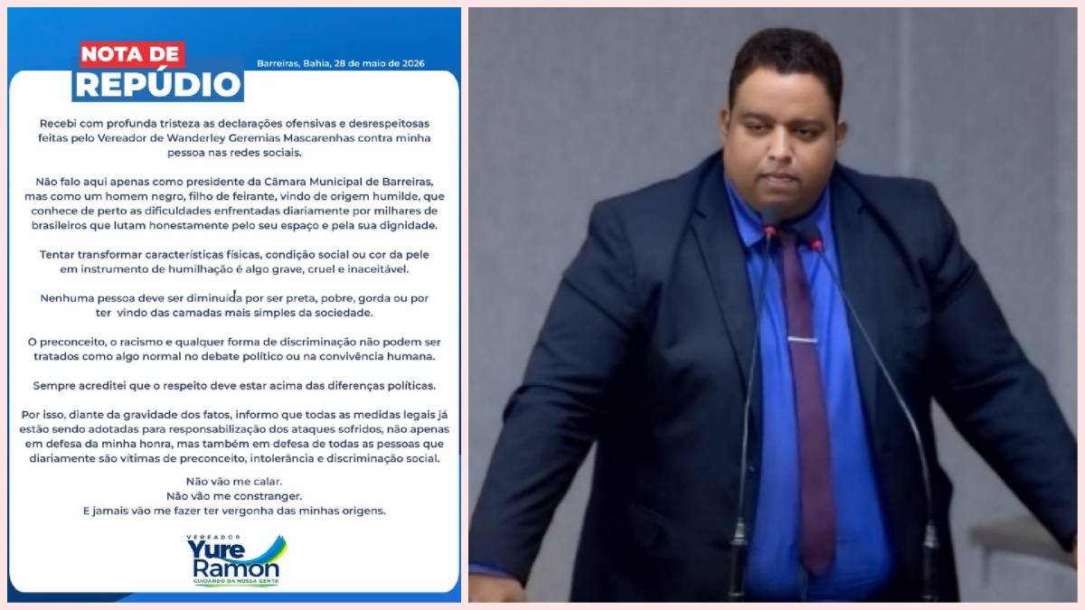 Yure Ramon emite Nota Oficial, denuncia ataques discriminatórios e aciona Justiça contra vereador de Wanderley