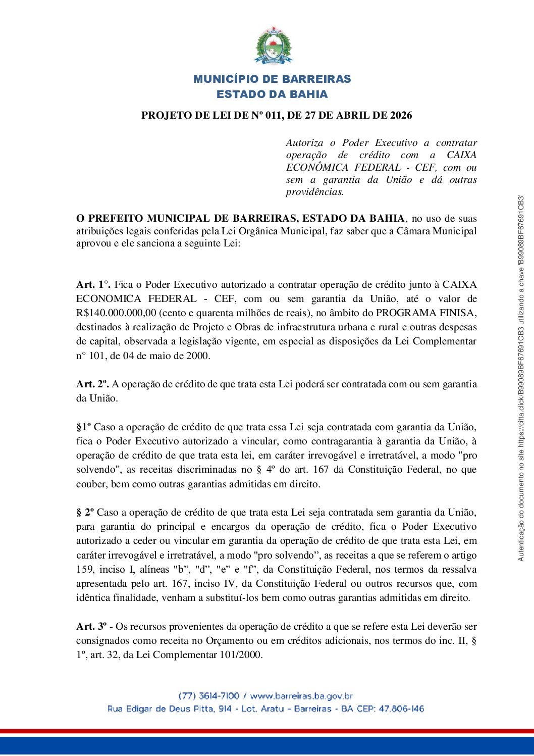 pl executivo emprestimo