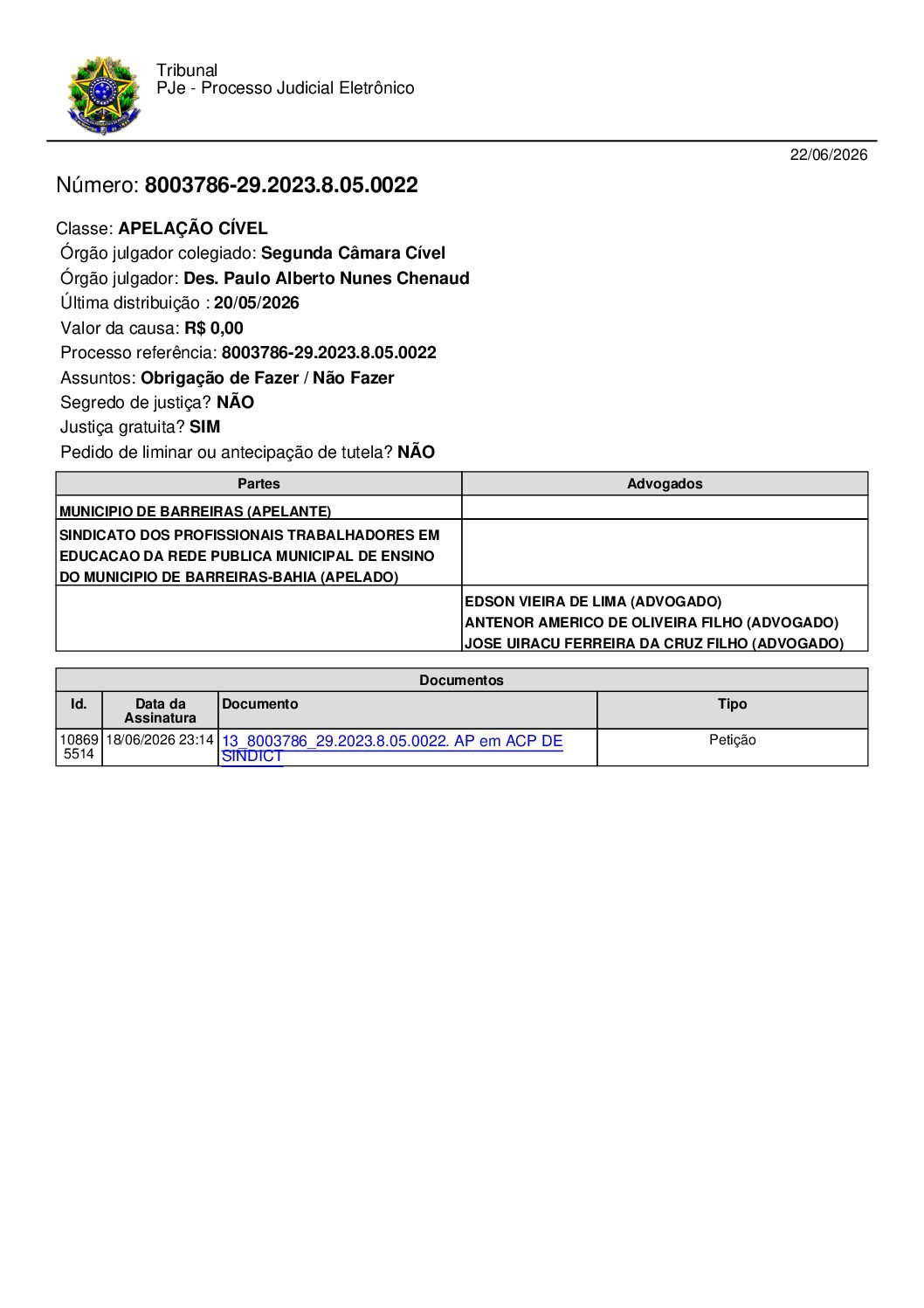 PARECER MP ESTADUAL - FAVORÁVEL AOS 14,95% 2023- RETROATIVOS