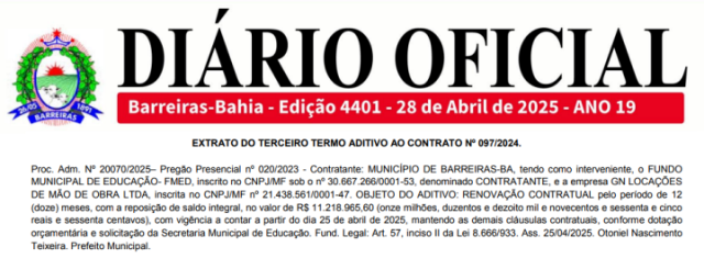 diario oficial barreiras 28042025